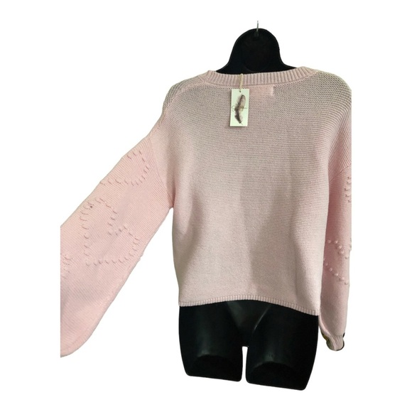 Jessica Simpson baby pink heart shaped dot embroidered sweater size medium new - Picture 12 of 13